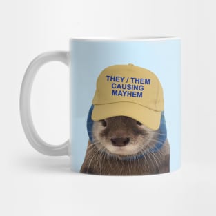 They Them Causing Mayhem - Funny Otter Joke Meme Mug